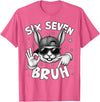 67 Six Seven Bruh Cute Bunny Face with Sunglasses Easter Day T-Shirt in Pink Heather