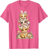 Western Easter Highland Cows Tees Western Easter Highland Cow Cute Bunny Cow Eggs Farmer Girls T-Shirt - Pink Heather