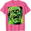 FrightNightFits Classic Horror Green Evil Crazy Scientist Freak Halloween T-Shirt - Pink Heather