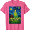 Farming UFO Llama Starry Night Painting Design Llama Alien UFO Abduction Starry Night Farmers T-Shirt - Pink Heather
