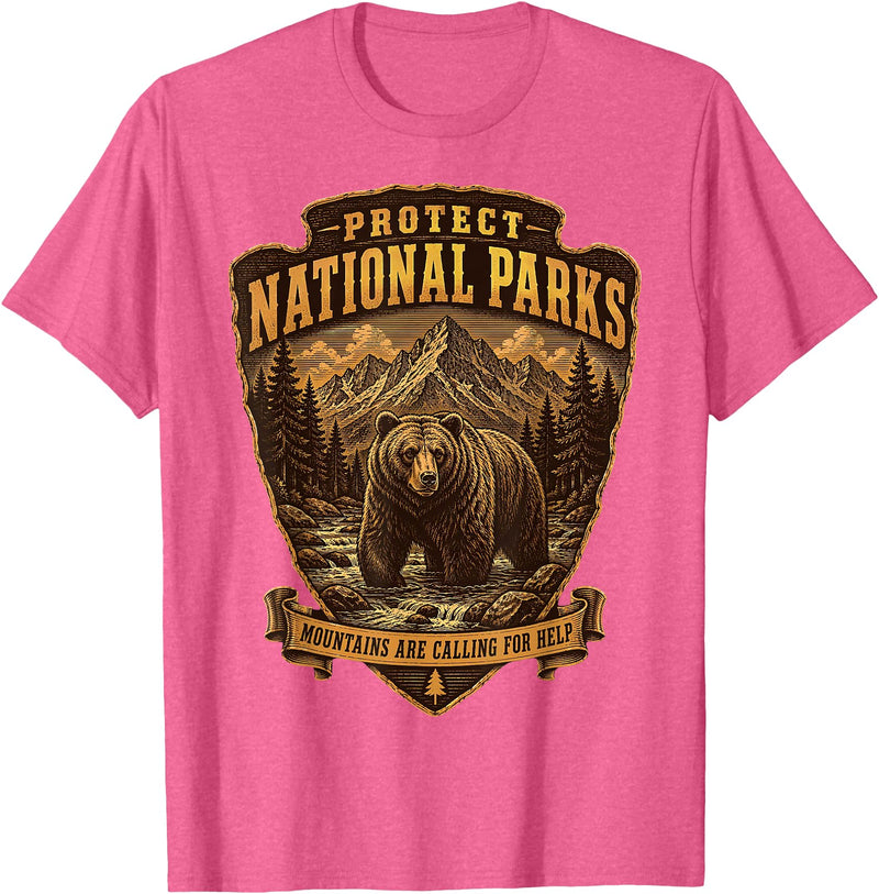 National Parks Conservation Co Protect National Parks Bear Vintage Arrowhead Badge Apparel T-Shirt - Pink Heather