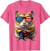 Hamster 4th Of July American Independence Day USA Patriotic T-Shirt - Pink Heather