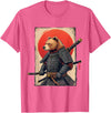 Japanese Samurai Bear Woodblock Art Samurai Brown Bear Ukiyo-e Ink Warrior Art Japanese Bear Art T-Shirt - Pink Heather