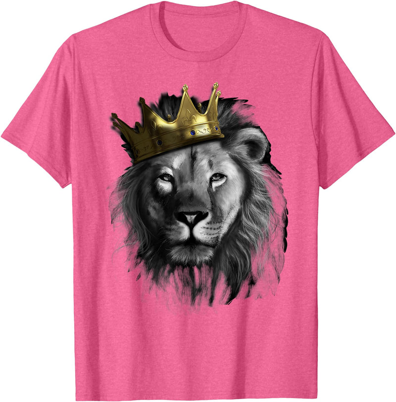 Trendy Apparel King Lion With Crown Street Art T-Shirt - Pink Heather