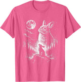 Bunny Rabbit Howling to the Moon Bunny Howl At T-Shirt in Pink Heather