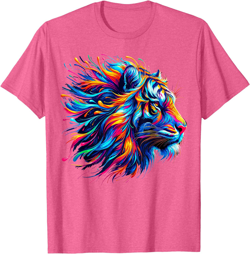 Funny Lion lover Gifts Colorful Lion T-Shirt - Pink Heather
