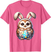 Funny Easter Owl Lover Egg Eggs Bunny Rabbit Bunnies T-Shirt in Pink Heather