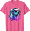 Colorful Artistic Polar Bear Animal Motifs Polar Bear Colorful Music Headphones Artistic Polar Bears T-Shirt - Pink Heather