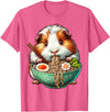Cute Guinea Pig Gifts Guinea Pig Eating Ramen Japanese Noodles T-Shirt - Pink Heather