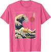 AxisNagawa Guinea Pig Kanagawa Wave Funny Surf Animal T-Shirt - Pink Heather