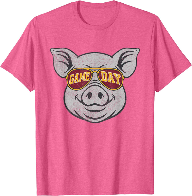 Game Day Pig Tee-TShirt Gifts Game Day Pig T-Shirt - Pink Heather