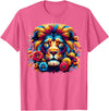Lion Lover Face Wild Animal Lion Face Colorful Wild Animal Cute Lion T-Shirt - Pink Heather