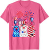 Fireworks American Flag Funny Pig 4th of July Fireworks American Flag Funny Pig Patriotic Farmer 4th July T-Shirt - Pink Heather
