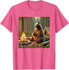Wildfire Adventure Awaits Co. Bear Camping by the Campfire. Nature Adventure Funny Garment T-Shirt - Pink Heather