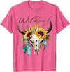 Wild Soul Boho Cow Skull Sunflowers Mothers Day Wild Soul Boho Cow Skull Sunflower Vintage Western T-Shirt - Pink Heather