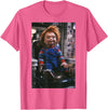 Chucky Sitting in Barber Chair T-Shirt T-Shirt - Pink Heather
