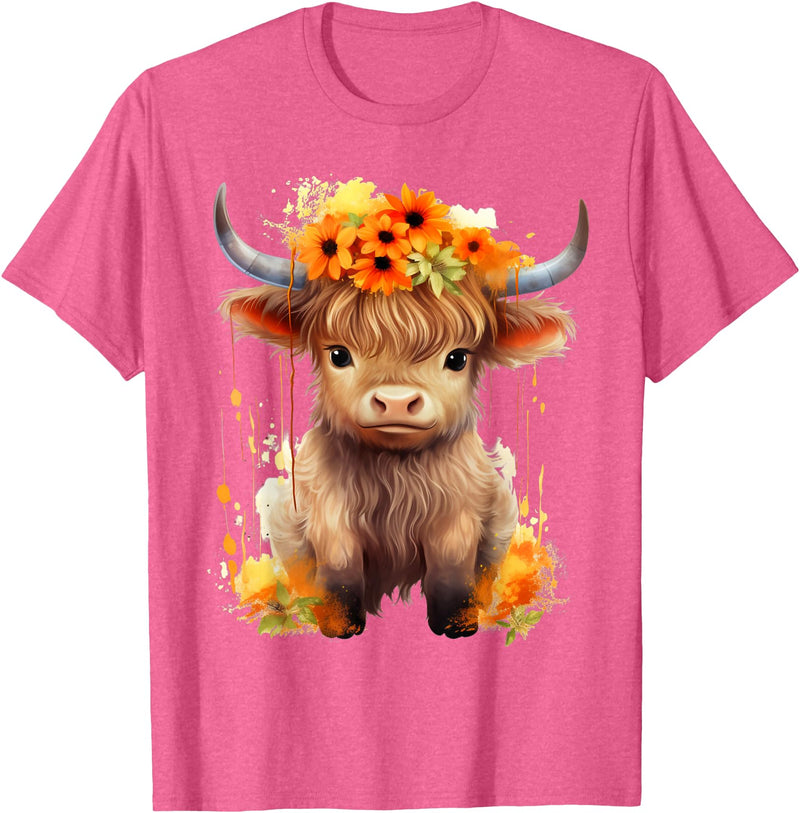 Western Shirts for Girls Men, Highland Cow Gifts Cow, Scottish Highland Cow, Western Wear, Highland Cow T-Shirt - Pink