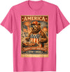 USA Birthday 250th American Spirit Tees All Ages Celebrate 250 Years with Fun Bear BBQ Graphic T-Shirt - Pink Heather