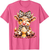 Cute Highland Cow Coffee Addict Leopard Bow Highland Cow Coffee Addict Funny Drink Coffee T-Shirt - Pink Heather