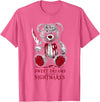 Horror Teddy Bear Horror Movie Scary Creepy Terrifying Teddy Spooky Plush Horror Teddy Bear Scary T-Shirt - Pink Heather