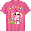 Happy Easter Coquette Easter Egg Rabbit Bunny Women Girl Kid T-Shirt in Pink Heather
