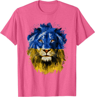 Vintage Yellow & Blue Flag Lion Face National Colours T-Shirt - Pink Heather
