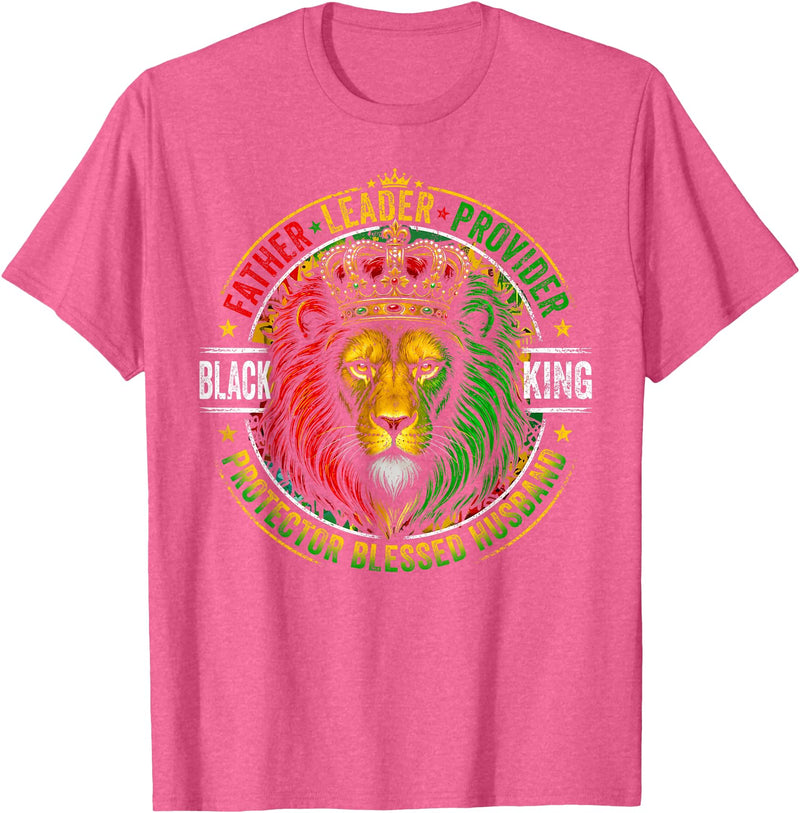 Lion Juneteenth 1865 Fathers Day Black History Tee Black King Lion Juneteenth 1865 Men Dad Father's Day T-Shirt - Pink Heather