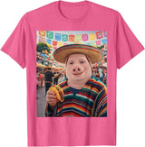 Pig John Pork Mexico Meme John Pork Funny Pig Man Mexican Fiesta Cinco de Mayo Taco T-Shirt - Pink Heather