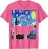 Funny Cow Van Gogh Famous Painting Cow Starry Night Van Gogh Funny Cow Farmer T-Shirt - Pink Heather
