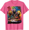 Noah&Friends Playing Card Pop Art Gambling Bears Playing Poker Cards T-Shirt - Pink Heather