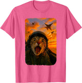 Funny Cats Fighter Jet Pilot Kitties Selfies Funny Screaming Cat Fighter Jet Pilot Kitty Selfie T-Shirt