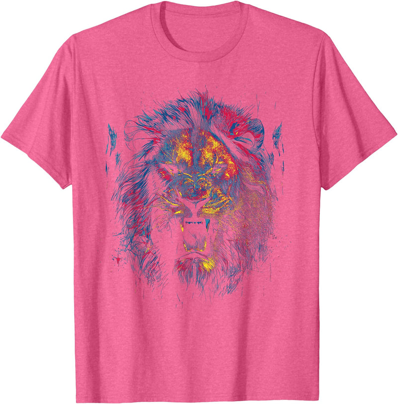 Angry Lion Co. Lion Of Judah African Animal Israelite Reggae Lion T-Shirt - Pink Heather