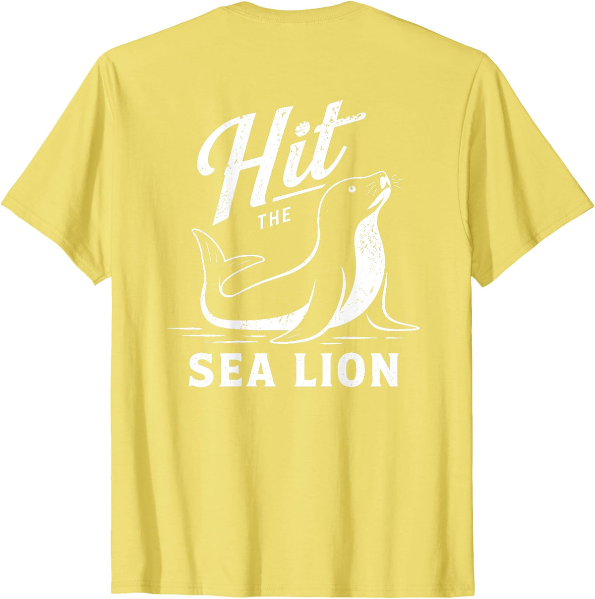 Sea Lion Trend (On Back) Hit The Sea Lion Funny Sealion Dance Trend T-Shirt - Lemon Yellow