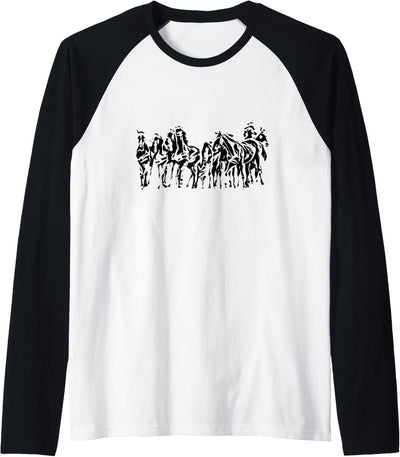 Horses + Girls Women Gift Kids Men Boys Horse Motif Raglan Baseball Tee