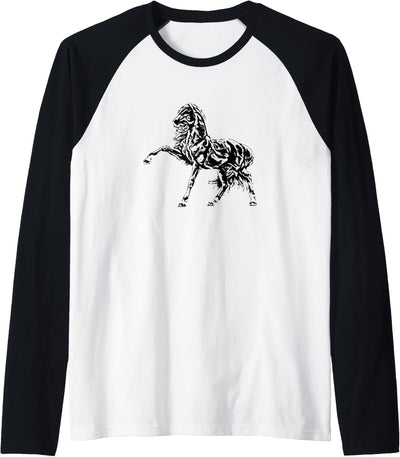 Horses Girls Women Gift + Kids Men Boys Horse Motif Raglan Baseball Tee