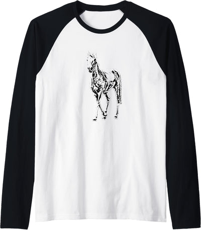 Horses Girls + Women Gift Kids Men Boys Horse Motif Raglan Baseball Tee