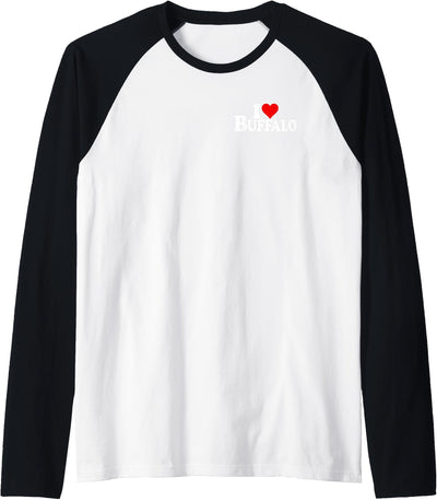 Cow I Love Heart Buffalo Ny Raglan Baseball T-Shirt