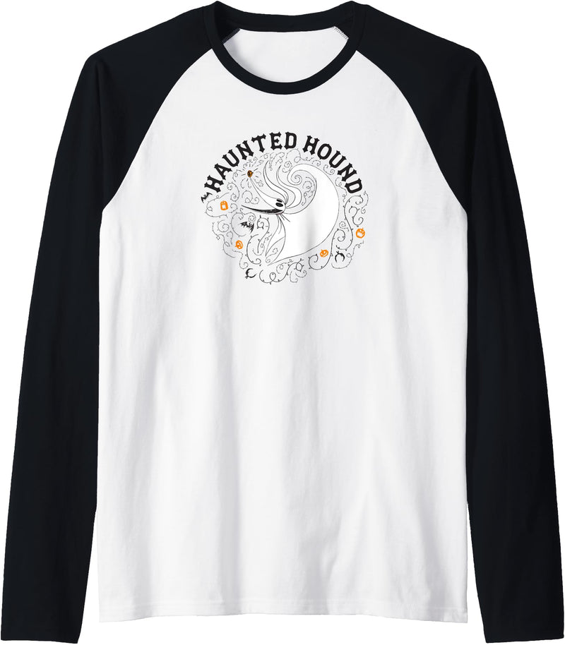 Disney Nightmare Before Christmas Halloween Zero Haunted Raglan Baseball Tee - Black/White