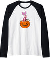 Disney - Halloween Piglet Pumpkin Raglan Baseball Tee - Black/White