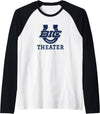 Buffalo Island, Monette, AR 72447 Buffalo Island Central High School Mustangs Theater Raglan Baseball Tee - Black/White