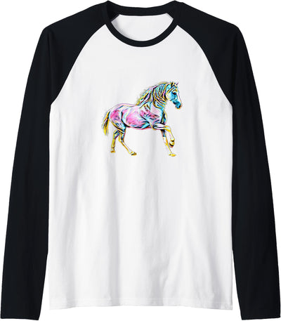 Horses Girls | Women Gift Kids Men Boys Horse Motif Raglan Baseball Tee