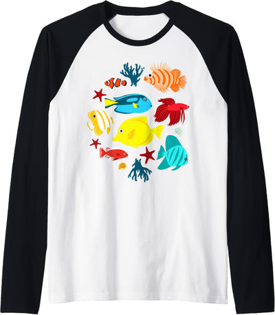 fishes aquarium under ocean Raglan Baseball Tee