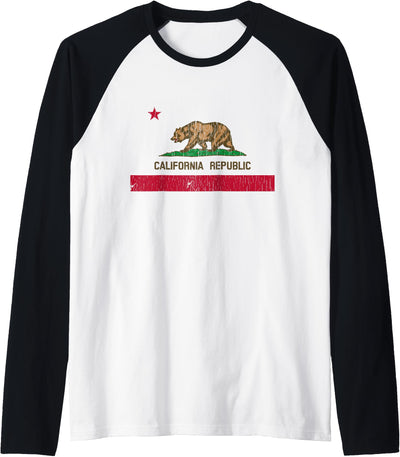 Vintage 1846 California Bear Republic California Flag Raglan Baseball Tee