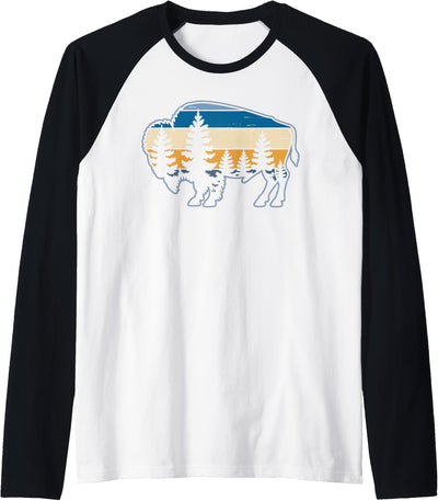 Cool Buffalo Art Women Kids Zoo Animal Buffalo Lover Raglan T-Shirt