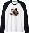 American Cowboy Bison Rodeo Patriotic 4th Of July Retro Western Cowboy Riding Buffalo 4th of July Rodeo Summer Raglan