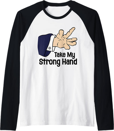 SuminSusi Funny Halloween Take My Strong Hand Unisex for Men, Women Raglan Baseball Tee