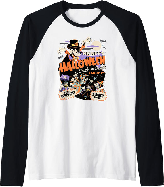 Disney Mickey’s Halloween Trick or Treat Candy Co. Raglan Baseball Tee - Black/White