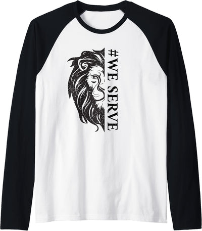 We Serve Lions Vintage Lions club international Raglan Baseball Tee