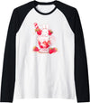 Cute Anime Bunny Rabbit Strawberry Milk Kawaii Raglan Baseball Tee in Black/White