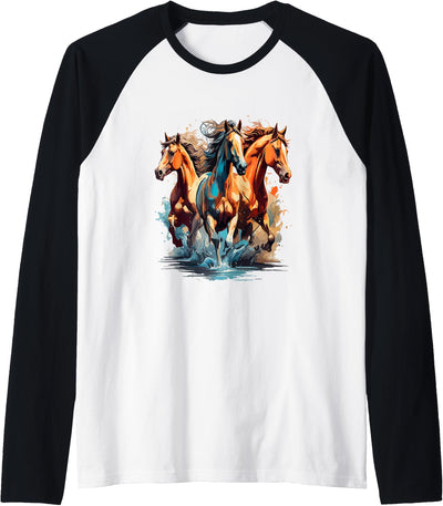 Horse Design Raglan Baseball Tee